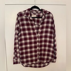 Abercrombie & Fitch Maroon and White Plaid Shirt